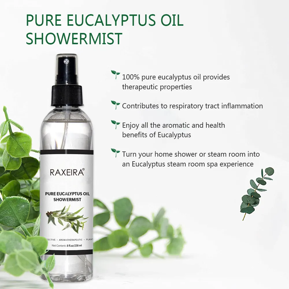 Natural Eucalyptus Oil Steam Shower Spray Best Mist Essential Oil for Spa Room, Showers and Baths Eucalyptus Oil Mist Room Spray