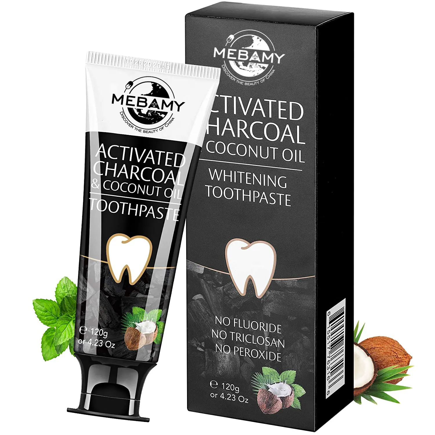 Private Label Organic Coconut Peppermint Activated Charcoal Whitening Toothpaste Wholesale Natural Foam Toothpaste