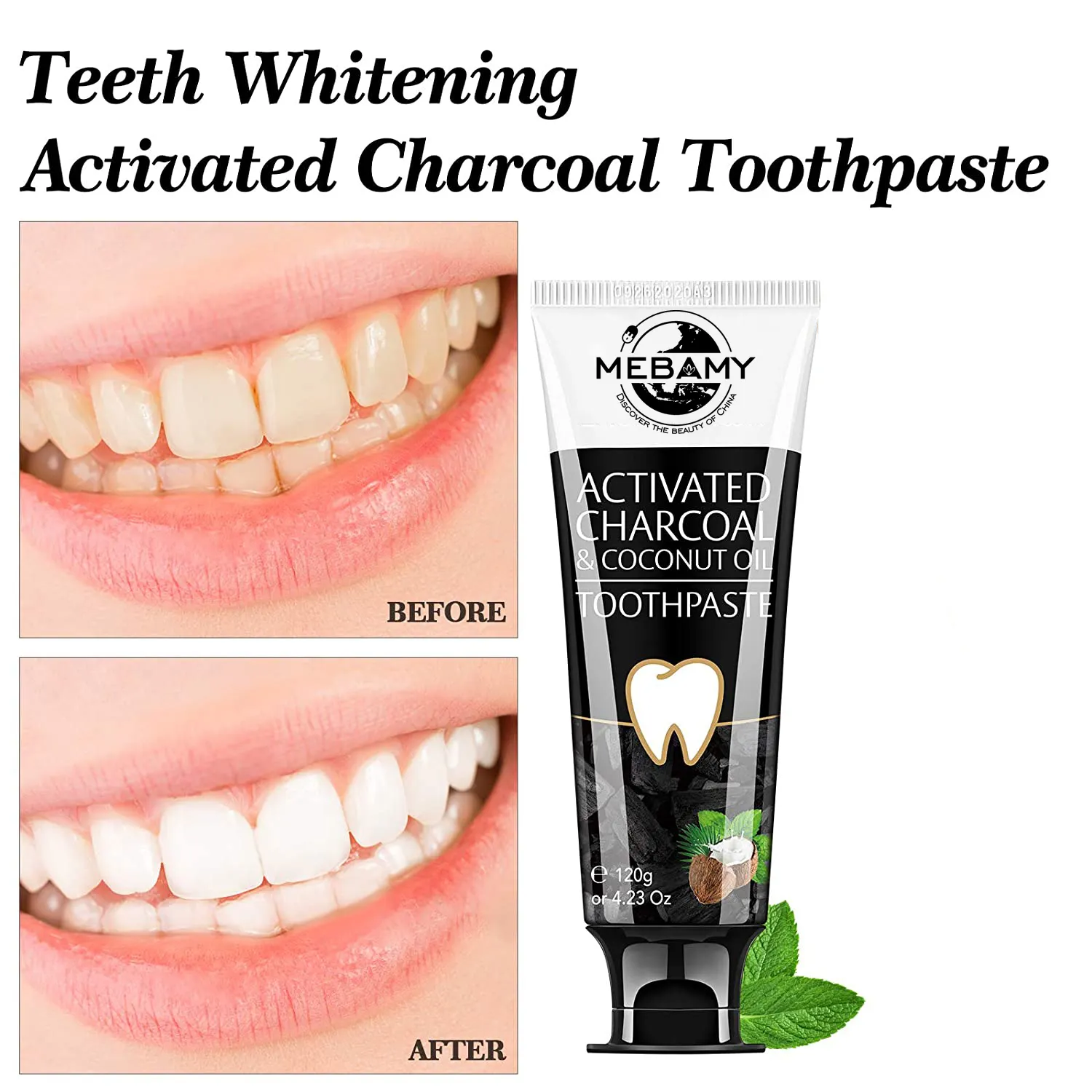 Private Label Organic Coconut Peppermint Activated Charcoal Whitening Toothpaste Wholesale Natural Foam Toothpaste