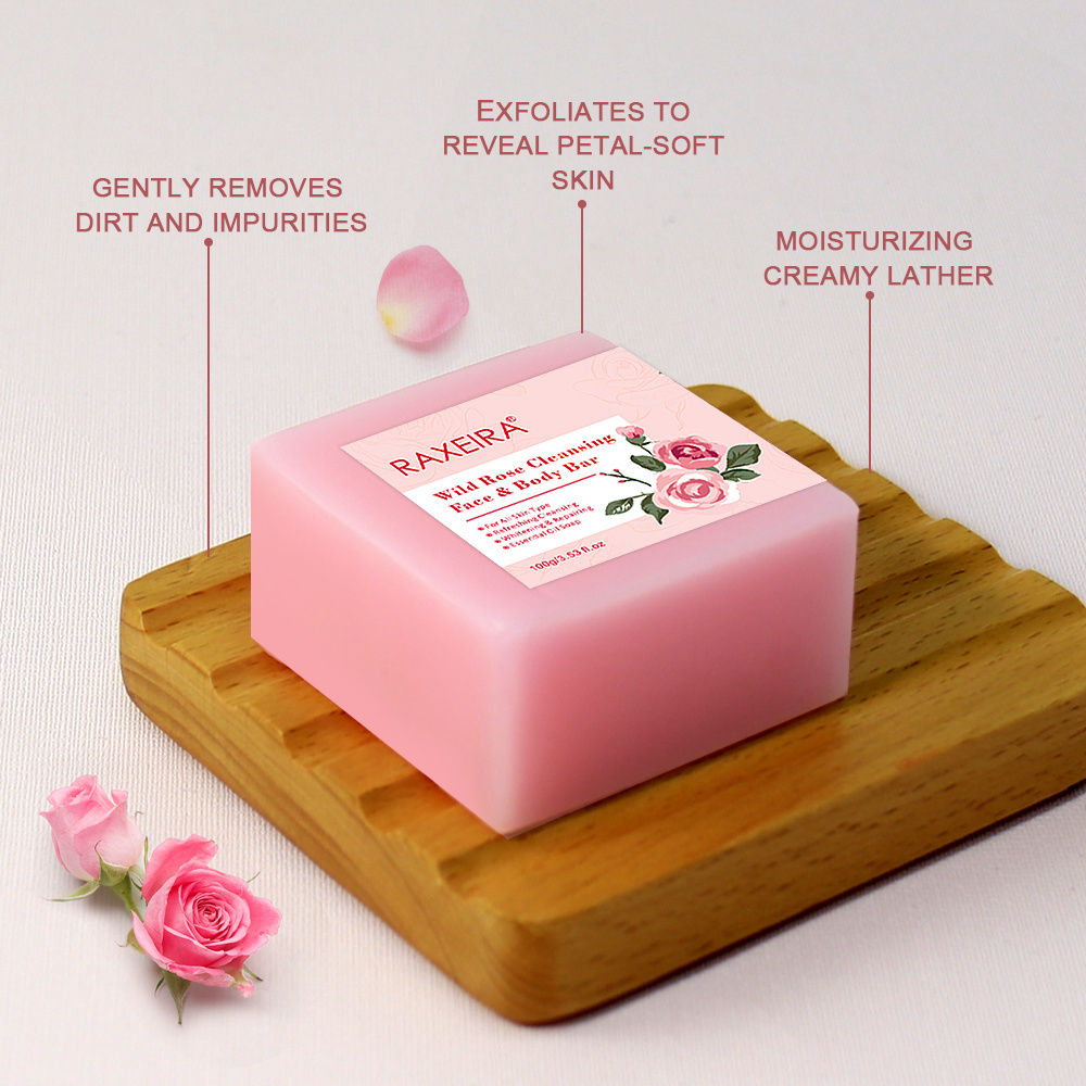 Wholesale OEM Facial Cleanser Body Bar Soap Manufacturer Rose Extract Natural Organic Bath Handmade Soap