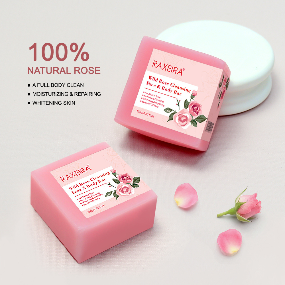 Wholesale OEM Facial Cleanser Body Bar Soap Manufacturer Rose Extract Natural Organic Bath Handmade Soap