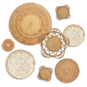 White African Woven Decor Wooden Art For Wall Basket Vietnam Ornaments Home Decoration Baby Mounted Boho Aesthetic Room