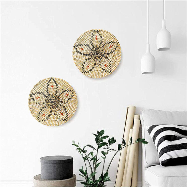 Creative Woven Basket Decor Hand Straw Handmade Ethiopian Wicker Round Large Hanging Medium Decorative Wall Hanger Baskets