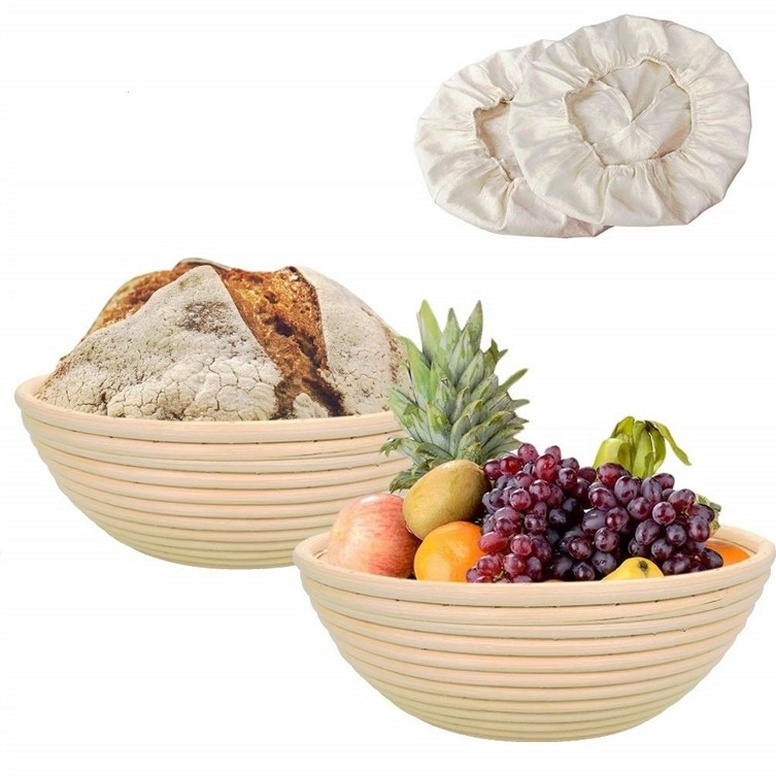 Round Bread Baskets For Serving Cane Dough Rising Proofing Blow No Knead Banneton Flower New Style Basket Oval Benetton 8P Liner