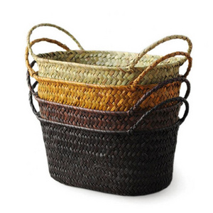 Canvas Storage Bin Stair Step Baskets Basket Handcrafted Manufacture Wood Fruit Hammock Stand Woven Handle Easter 2 Tier