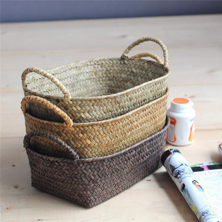 Canvas Storage Bin Stair Step Baskets Basket Handcrafted Manufacture Wood Fruit Hammock Stand Woven Handle Easter 2 Tier