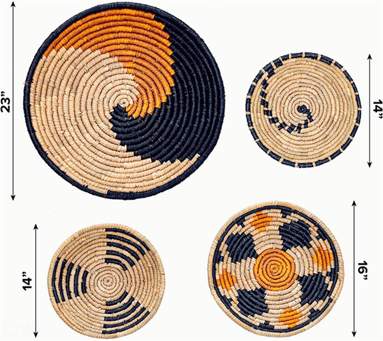 Handmade Wall Basket Set Of 4 Bathroom Decor 24 2 Bohemian Baskets Round Rattan For 8 To Hang On Beautiful Cane Bamboo New Woven