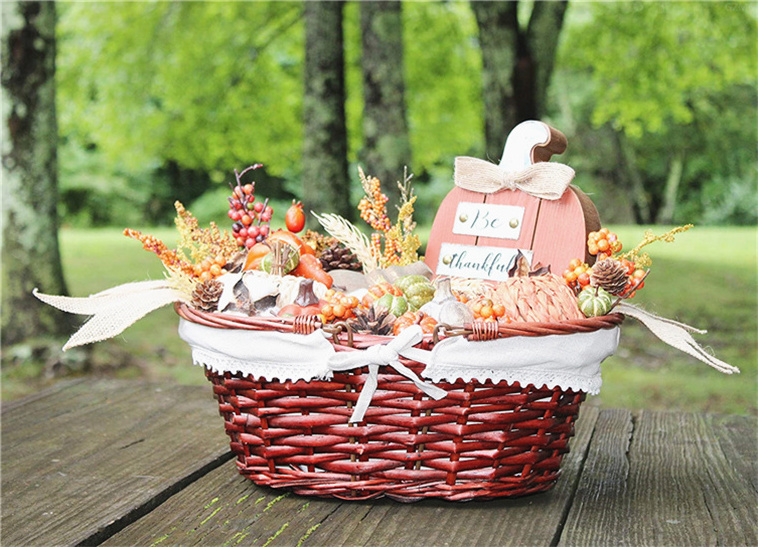 Pink Picnic Basket With Lid Purple Wicker Hamper Boxes Baskets Single Person Natural Straw Seagrass Wine Cooler rattan Round