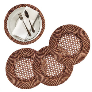 Blue Chargers For Dinner Plates Wood Brown Paper Round Mirror Charger Plate  Weddings Natural Handwoven Rattan