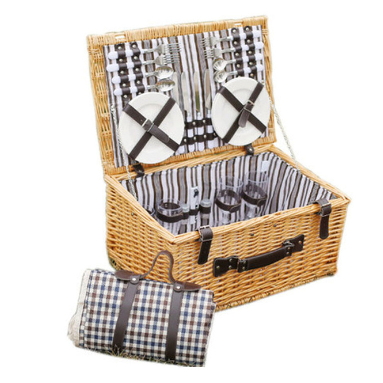 Sample With Cooler Bag Wine Table Round Insulated Wholesale Cheap Wholesales Gift Woven Cane Hander Picnic Basket 4 Person