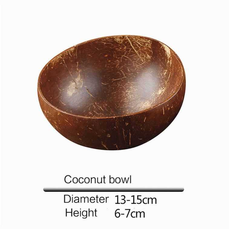 Wooden Bowls And Plates Coconut Shell Bowl Small Custom Logo With Spoon Cutlery Set Kitchen Price Natural Ecofriendly