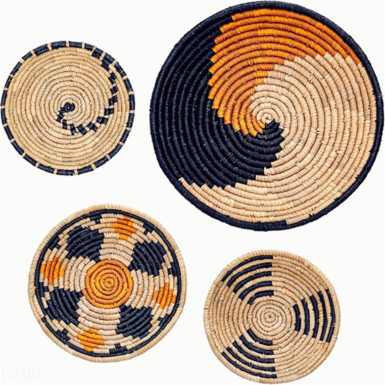 Handmade Wall Basket Set Of 4 Bathroom Decor 24 2 Bohemian Baskets Round Rattan For 8 To Hang On Beautiful Cane Bamboo New Woven