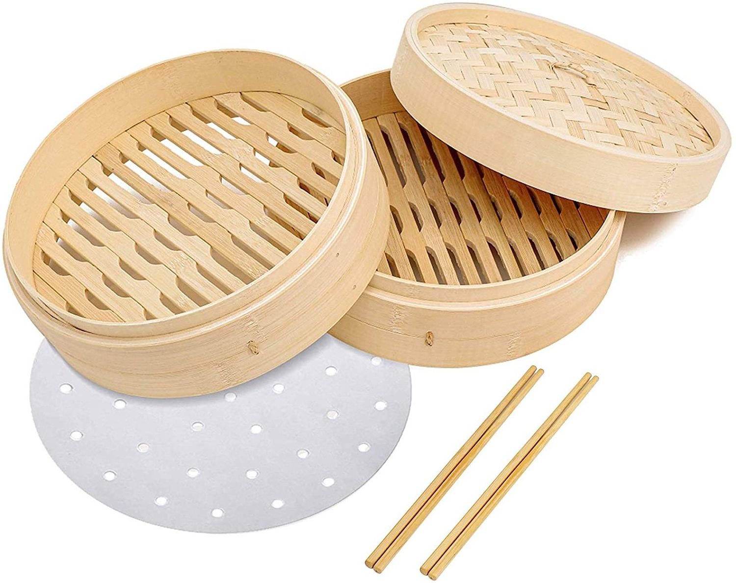 10 Inch Wholesale Eco-Friendly Home Usage Handmade Bamboo Steamer Basket