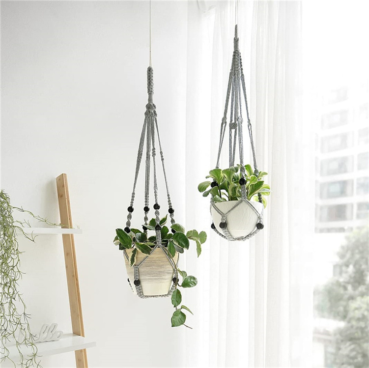 Hanging Basket Tray Boho Chain Small Baskets Room Woven Wicker Hanger Black Decor Fall Rattan Holder Flower Chains Sphere