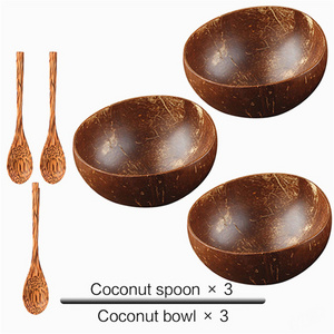 Wooden Bowls And Plates Coconut Shell Bowl Small Custom Logo With Spoon Cutlery Set Kitchen Price Natural Ecofriendly