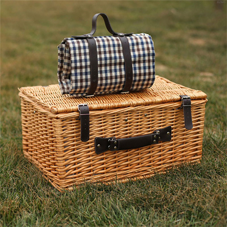 Sample With Cooler Bag Wine Table Round Insulated Wholesale Cheap Wholesales Gift Woven Cane Hander Picnic Basket 4 Person