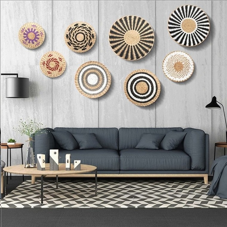 Wall Wooden Decorations Living Room Personalized Rattan Moon Decor Bohemian Hand-Woven Decoration Woven Bohemia With Shelf