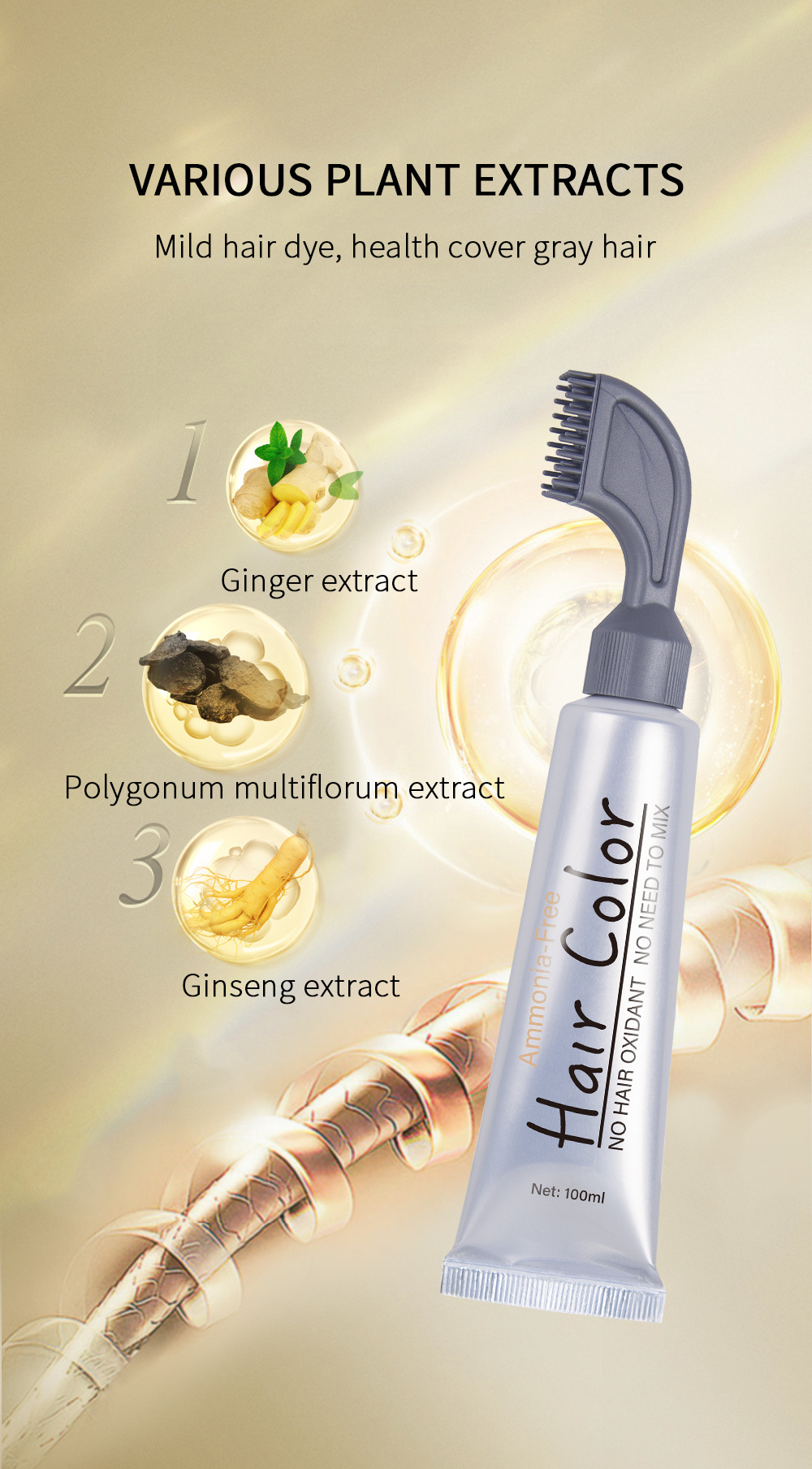 Best Home Use Hair Color Cream Hair Root Touch Up Natural Professional Permanent Color Comb Hair Dye