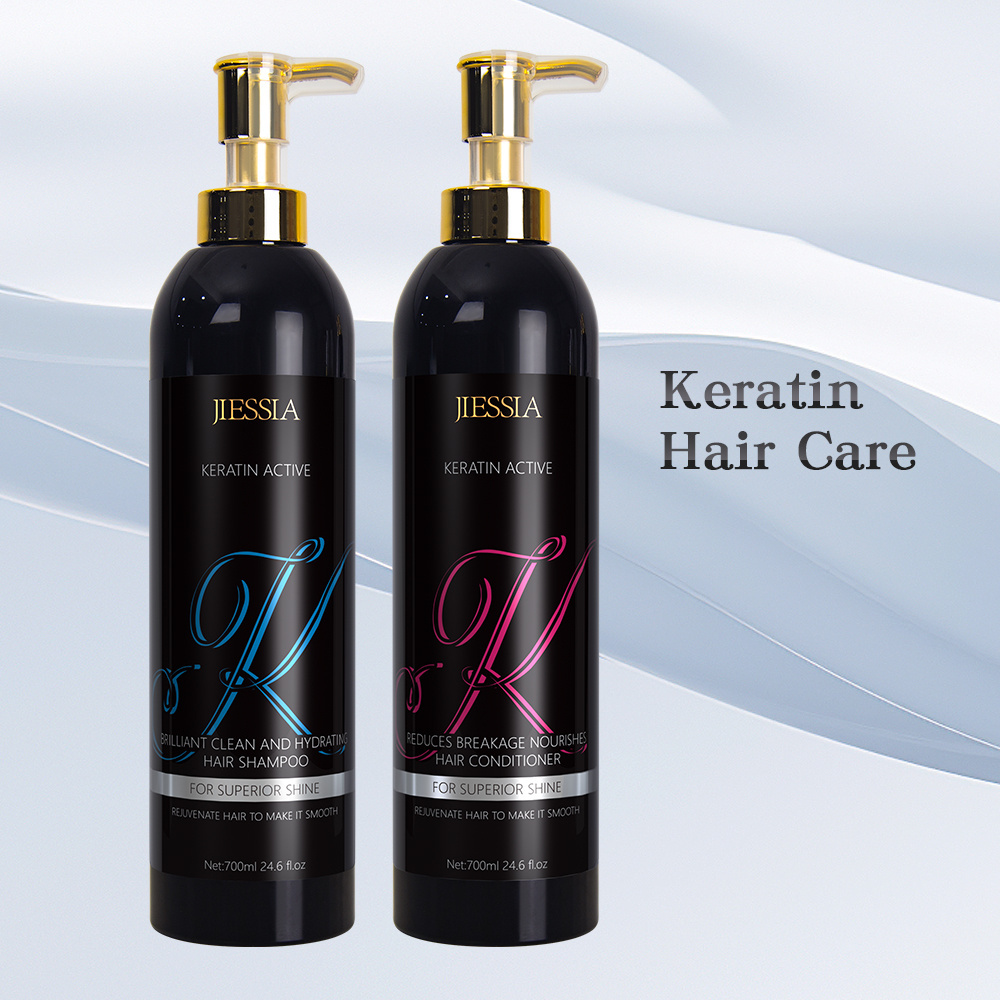 best price 700ml Jiessia anti-dandruff oil removal keratin hair care set private label shampoo and conditioner