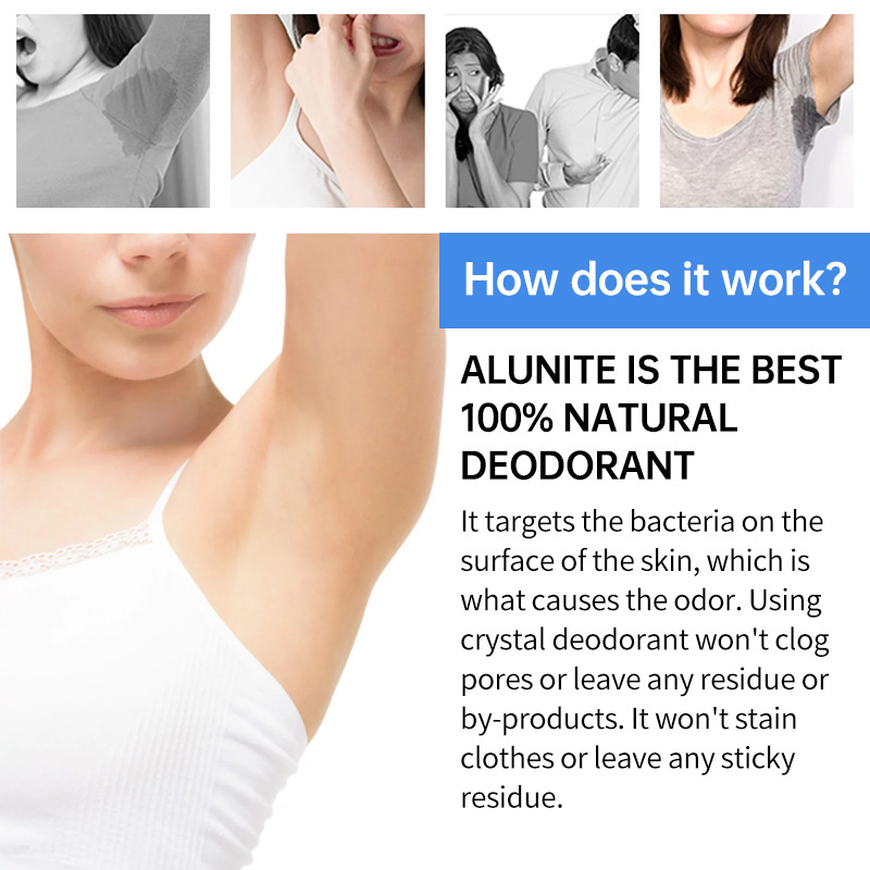 Unisex underarm potassium alum block antiperspirant natural crystal mineral deodorant stick