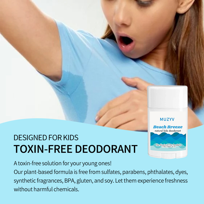 Private label aluminum free paraben free natural deodorant stick for kids teens