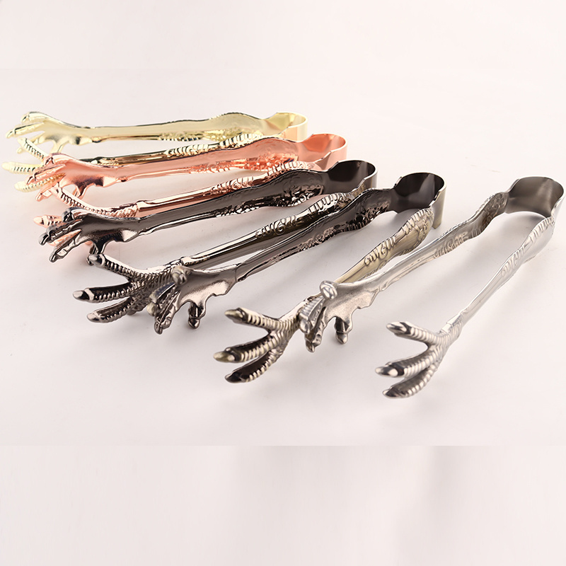 New Design Stainless Steel 304 Bread BBQ Tongs Kitchen Tools Metal Sugar Ice Bread Tongs Cocktail Shakers for Restaurants