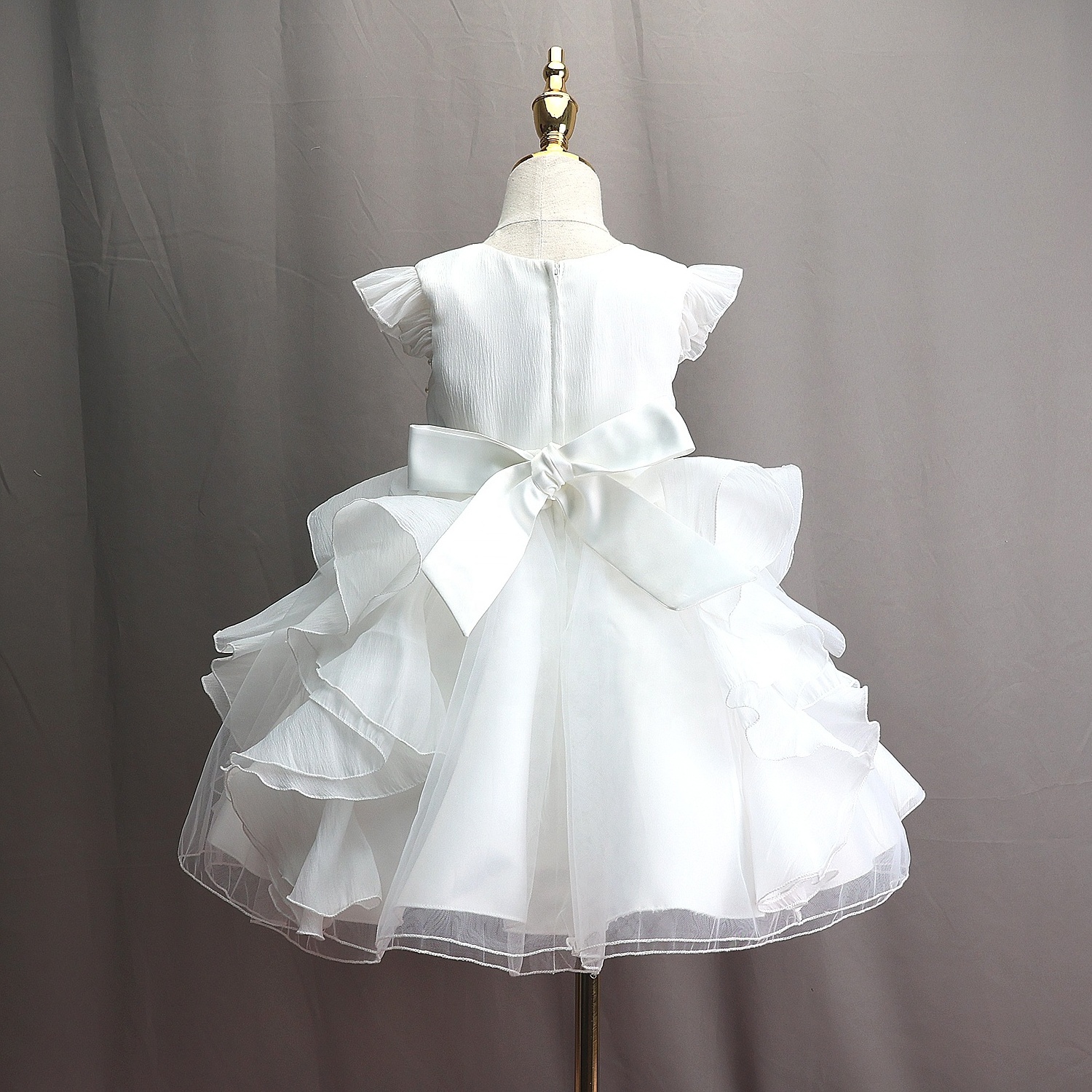 Top Sale Baby Girl Baptism Tulle Flower Girl girl princess dresses Ruffle Kids First Birthday  princess tutu dress