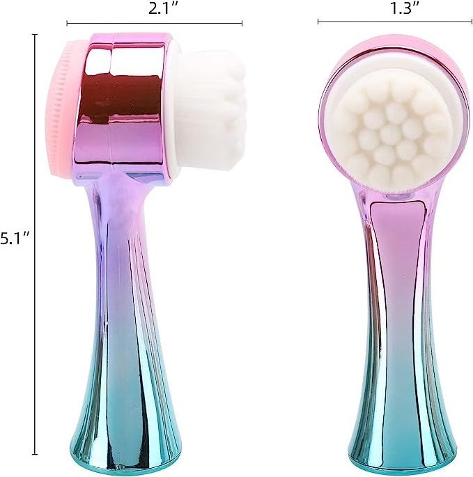 Double Headed Skin Care face Brush Silicone Face Cleaning Beauty Brush for Deep Pore Exfoliating Manual Facial Cleansing Brush