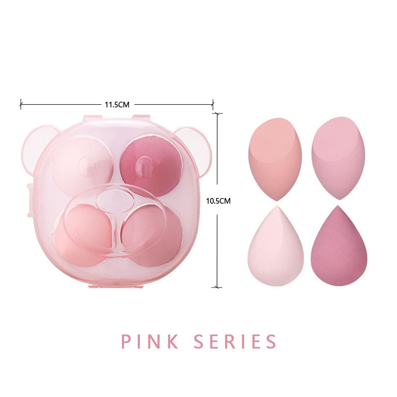 Custom Label Beauty Blending Sponge Egg Flawless for Cream Powder Liquid Foundation Soft Puff Powder bear Case Makeup Sponge Set