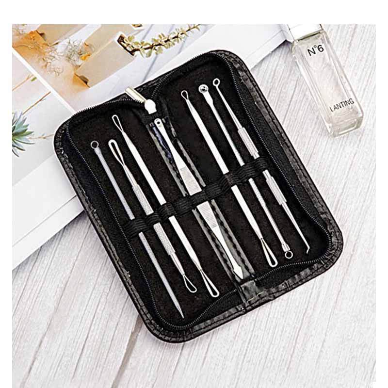 7Pcs Blackhead Remover Tool Kit Face Skin Care Tools Facial Comedone Acne Needle Clip Pimple Tweezer Blemish Extractor Set