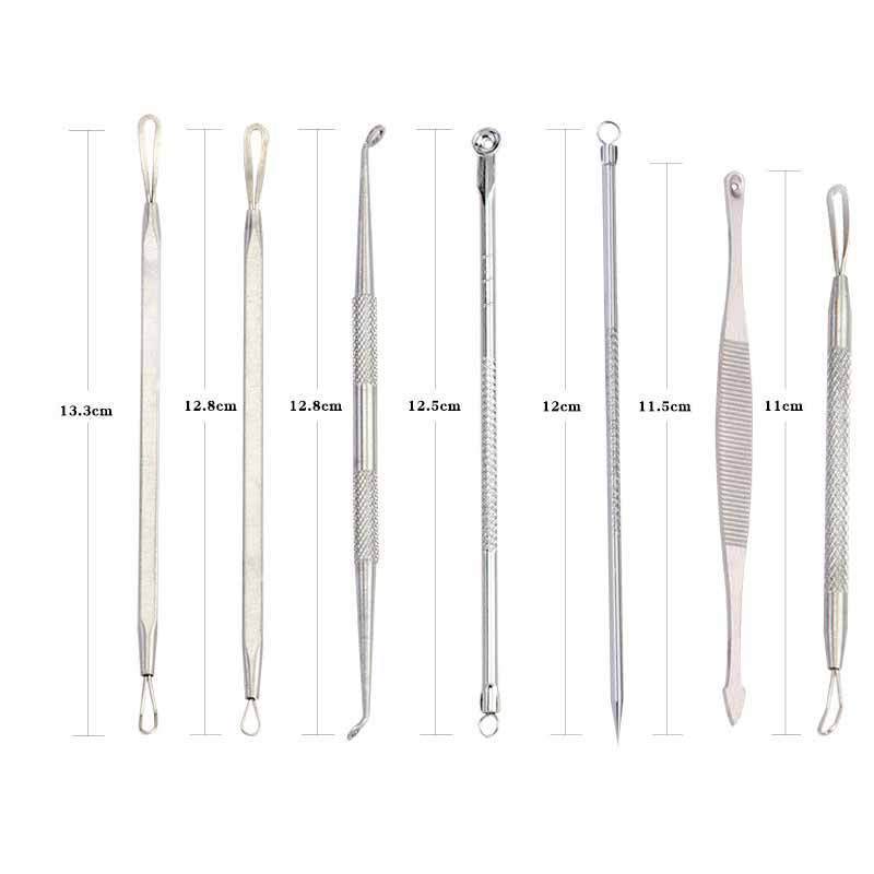 7Pcs Blackhead Remover Tool Kit Face Skin Care Tools Facial Comedone Acne Needle Clip Pimple Tweezer Blemish Extractor Set