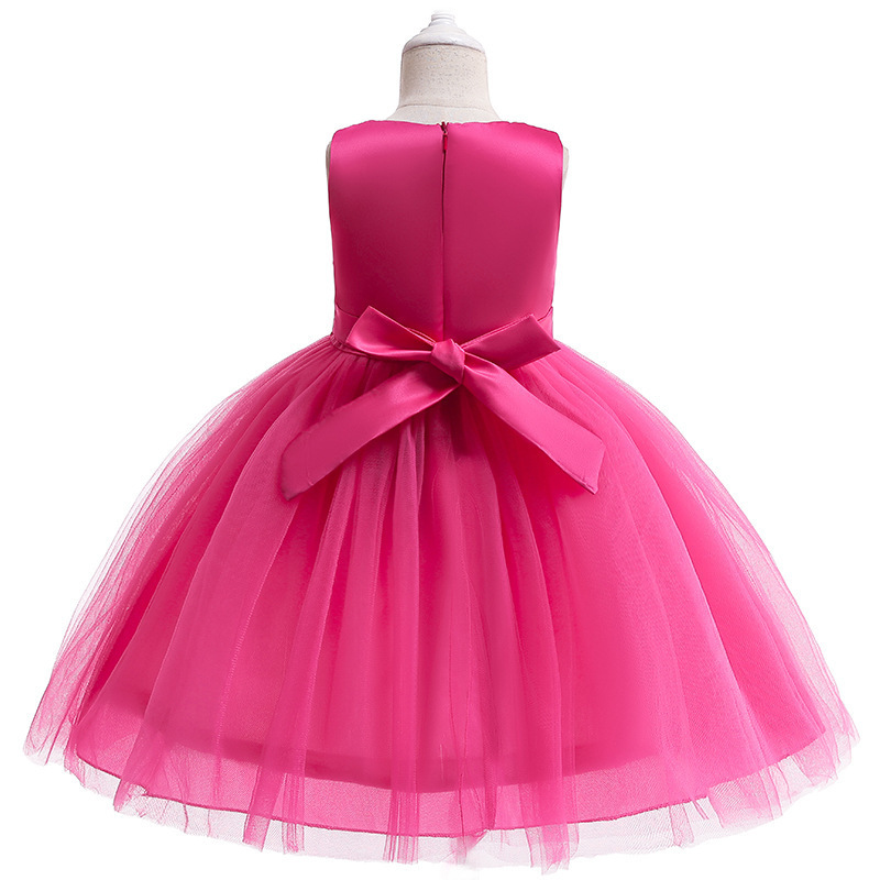 Manufacturer High Quality 7 Years Girl Princess Ball Gown Dress Bow Flower Girls Birthday Party Outfits for Girls