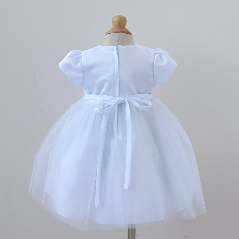 wholesale Embroidery White Ball Gown Organza Beading Baptism Christening Gowns for Baby Girl