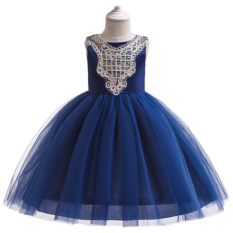 Manufacturer High Quality 7 Years Girl Princess Ball Gown Dress Bow Flower Girls Birthday Party Outfits for Girls