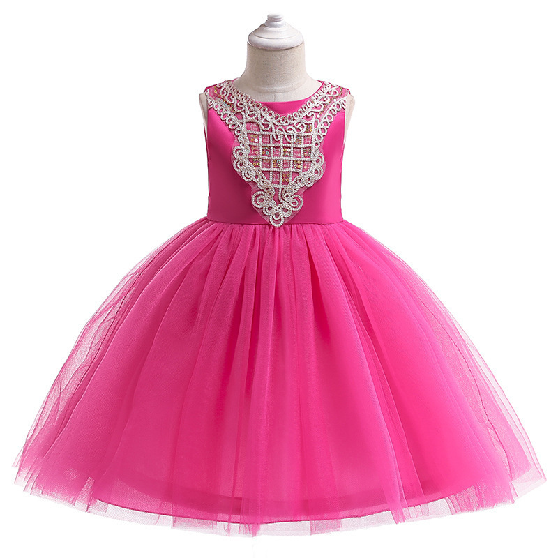 Manufacturer High Quality 7 Years Girl Princess Ball Gown Dress Bow Flower Girls Birthday Party Outfits for Girls