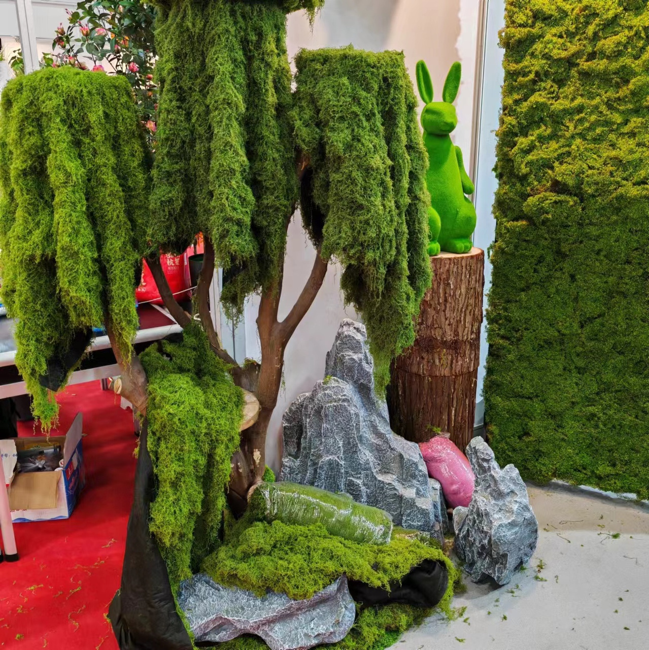 Wholesale 3D Wall Art-3D Moss Grass Wall Panel Plastic Artificial Outdoor Decoration Wholesale Artificial Moss Turf Grass Wall