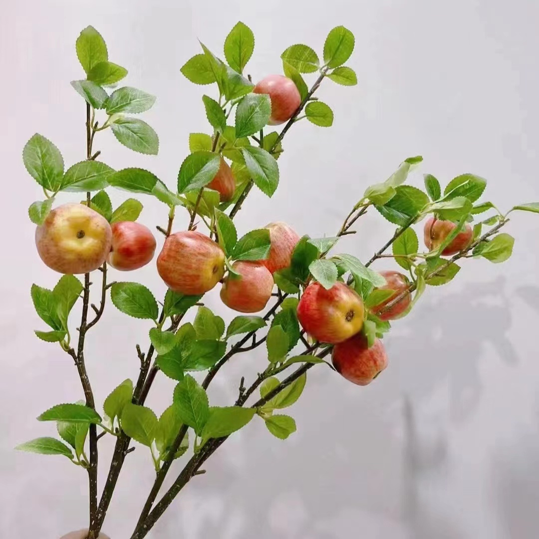 Garden Indoor Decoration Apple Tree Fruits  Artificial Fruit Ornaments Red Artificial Apple Berry Branch