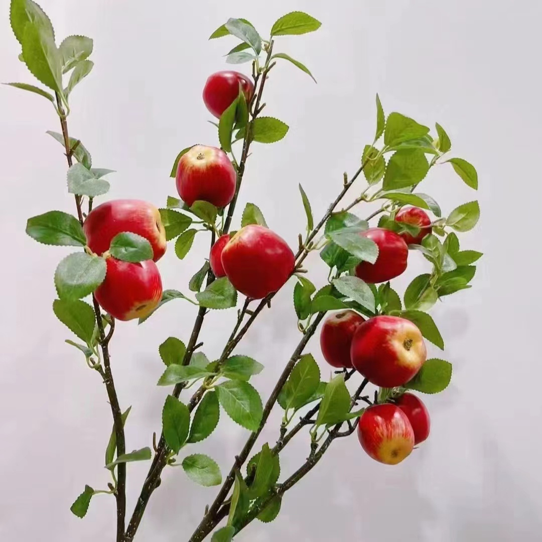 Garden Indoor Decoration Apple Tree Fruits  Artificial Fruit Ornaments Red Artificial Apple Berry Branch