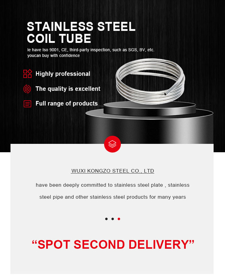 Seamless stainless Steel pipe coil Coiled heat exchanger Tube SUS304 304L 316L capillary tube coil