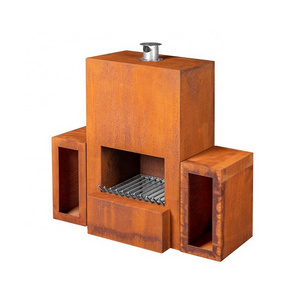 Wood Burning Corten Steel Freestanding Outdoor Fireplace