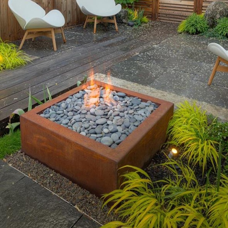 Wood Burning Corten Steel Freestanding Outdoor Fireplace