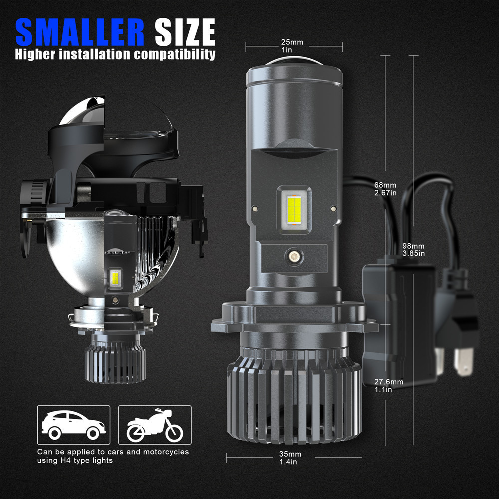 2023 led headlight H4 H7 Mini projector bi-led lens bulbs 6000K Spotlight 3570 Chips h4 Projector LED car headlights