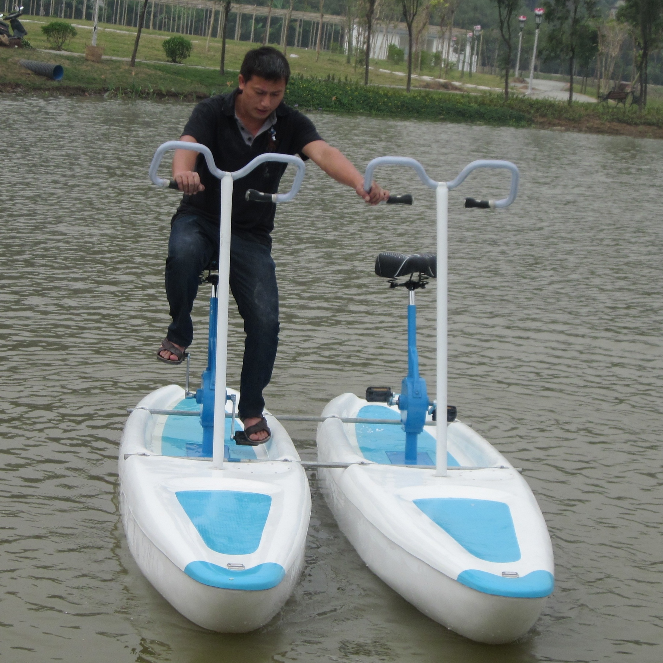 water pedal bike boat Stainless steel swimming pool rider exercise Aqua cycle water bike for sale pedal boat