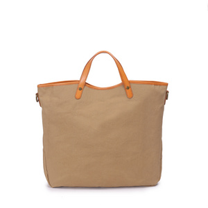 Head Layer Vegetable Tanned Cowhide Canvas Shoulder Fashion Bags Tote Bag Canvas With Zipper