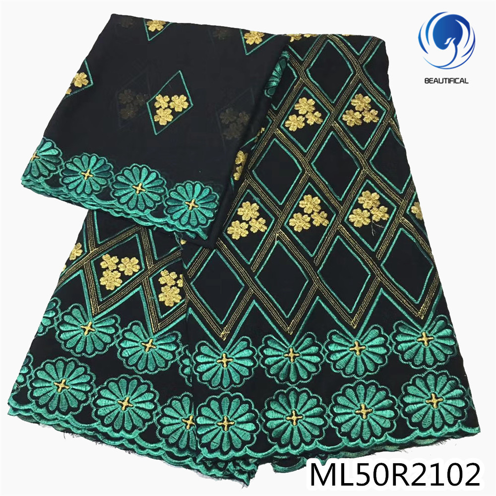 Beautifical cotton cheap swiss dress veil green lace fabric ML50R21