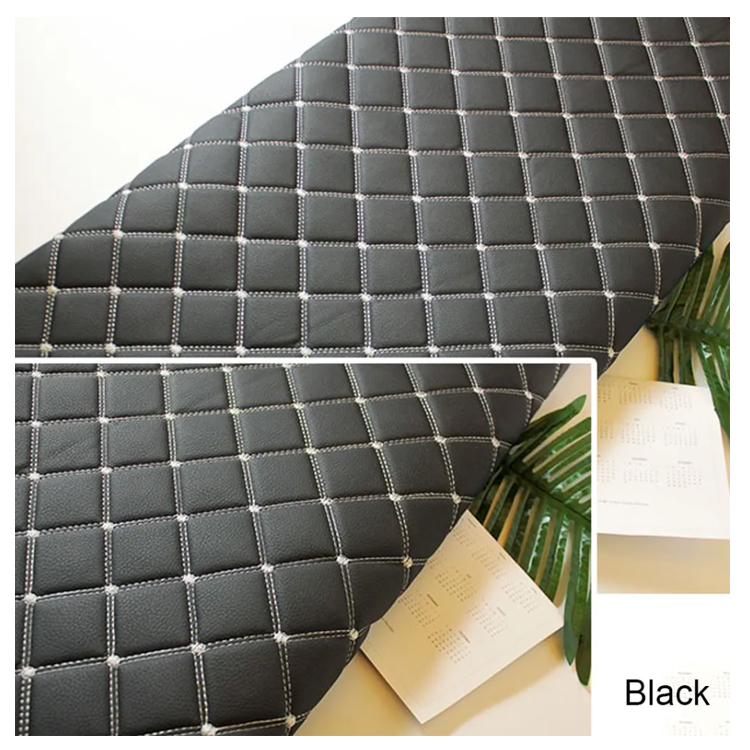 Factory Thickened Waterproof Cotton Litchi Embroidered Soft Cars Seat Upholstery faux leather designer fabric