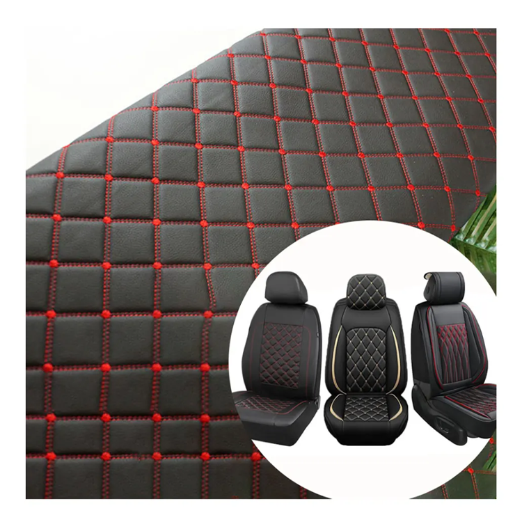 Factory Thickened Waterproof Cotton Litchi Embroidered Soft Cars Seat Upholstery faux leather designer fabric