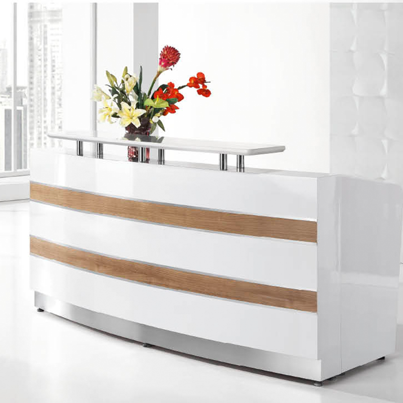 China Supply White Modern Wooden Reception Desks Counter Office Hotel Spa Beauty Salon circular Panel Reception Desks