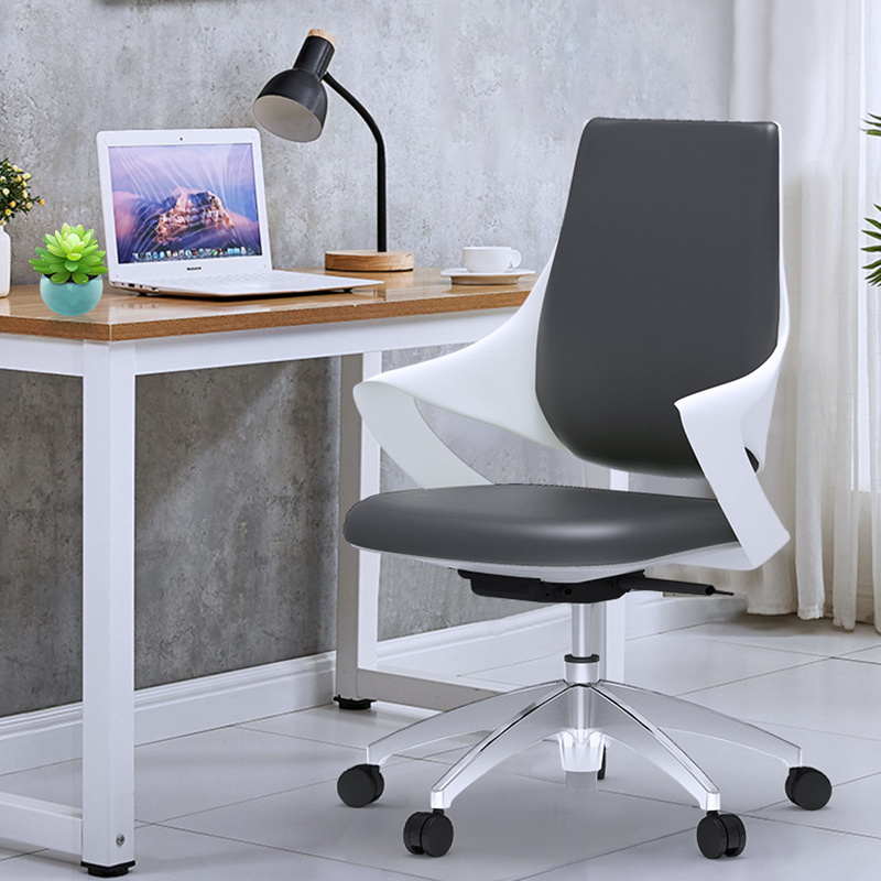 Modern Luxury Heavy Duty Boardroom Short Back Home Office Ergonomic Conference Leather Visitor Chair Wheels