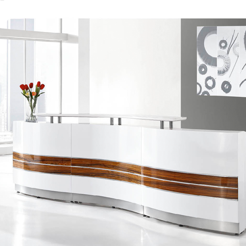 China Supply White Modern Wooden Reception Desks Counter Office Hotel Spa Beauty Salon circular Panel Reception Desks